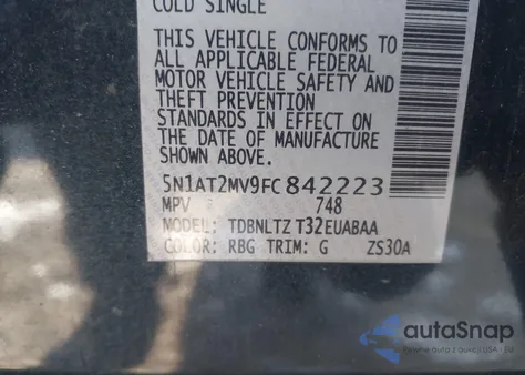 2015 Nissan Rogue Sv from USA, damaged, VIN 5N1AT2MV9FC842223